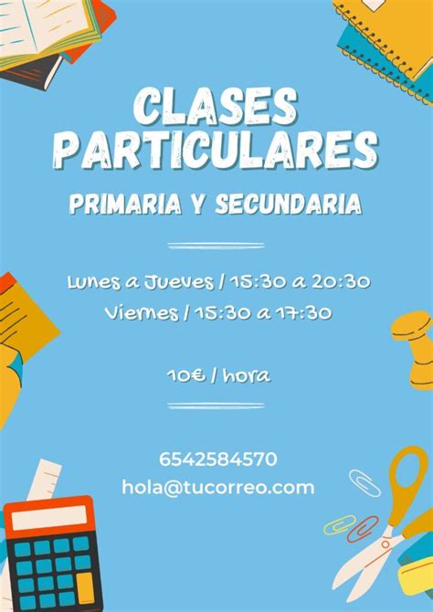 Cartel de clases particulares editable